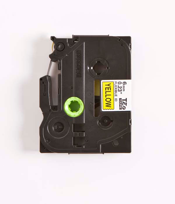Brother TZ-FX611 - 6mm Black on Yellow Flexi Tape - Labelzone