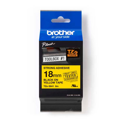 Brother TZ-S641 - 18mm Black on Yellow Extra Strong Adhesive Tape - Labelzone