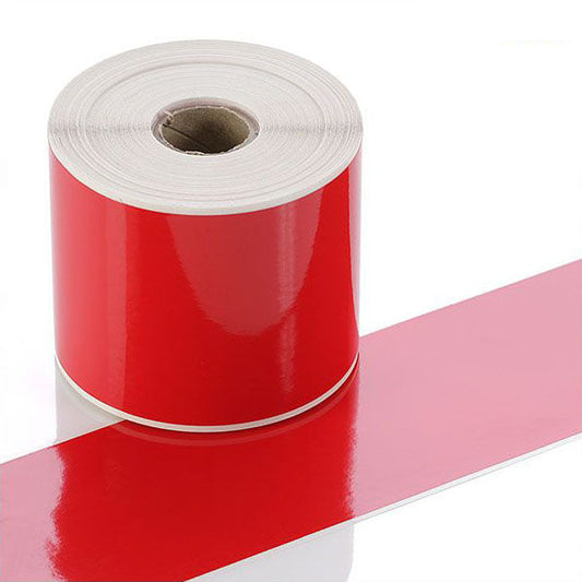 Q-V075RD - Red Continuous Vinyl Rolls - Permanent Adhesive - 75mm wide - Labelzone