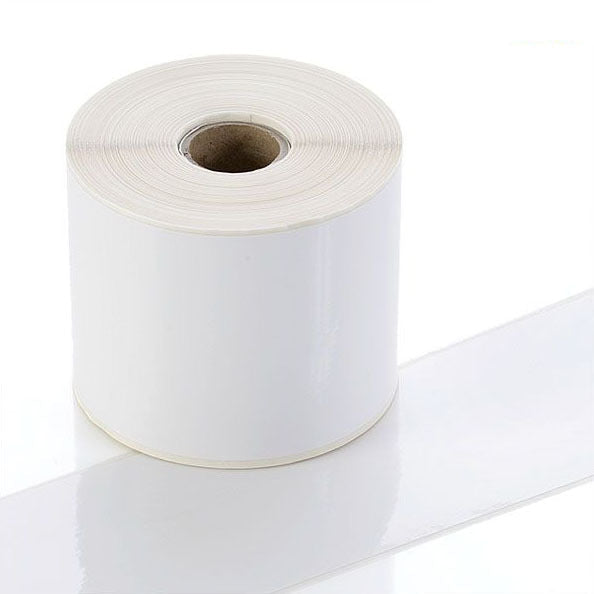 Q-V100WT - White Continuous Vinyl Rolls - Permanent Adhesive - 100mm wide - Labelzone