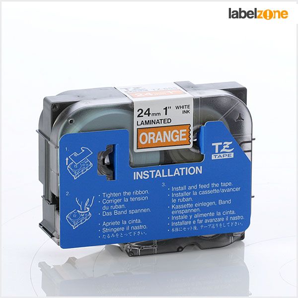Brother TZ-655 - 24mm White on Orange Laminated Tape - Labelzone